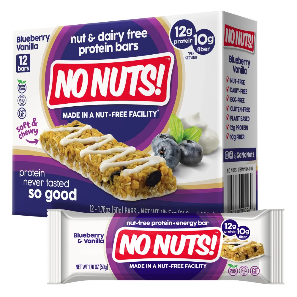 No Nuts! Blueberry & Vanilla Protein Snack Bars, 12-pack box