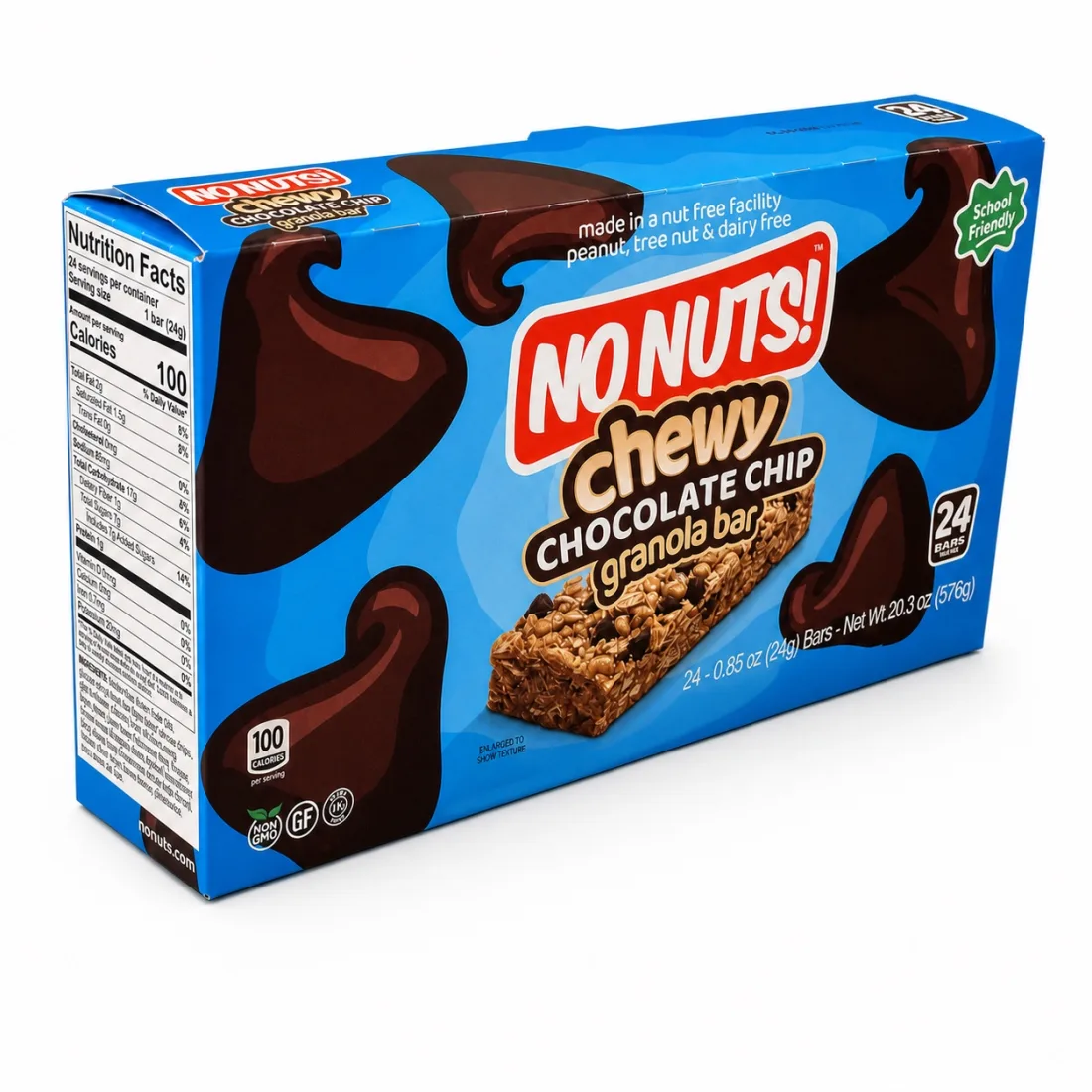 No Nuts! Chewy Chocolate Chip Snack Bars, 24-pack box