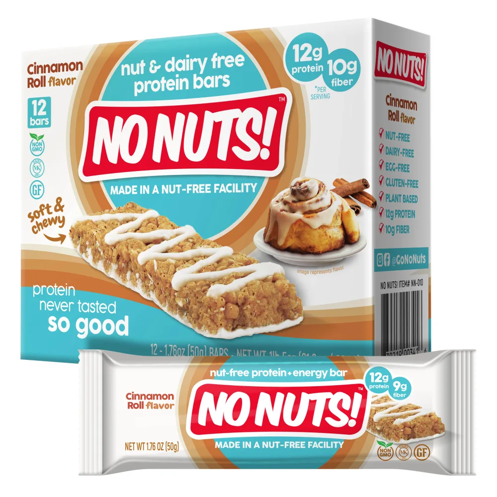 No Nuts! Cinnamon Roll Protein Snack Bars, 12-pack box